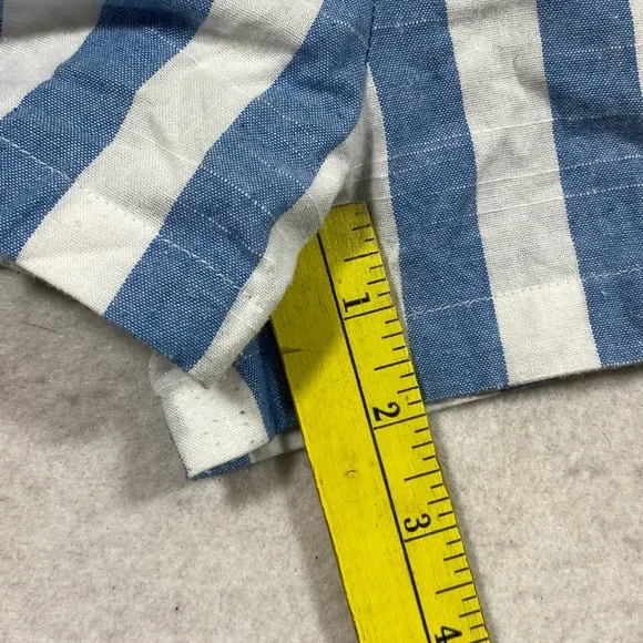 Linen Lux Linen Belted Shorts Walking Shorts white & Blue Striped 32” Po… - Picture 5 of 7